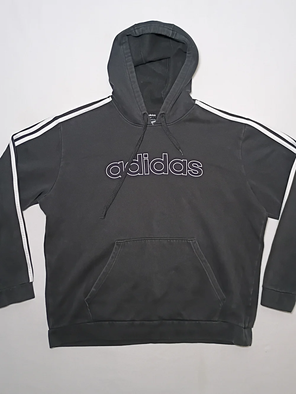 Adidas Essentials Mens 3 Stripe Pullover Fleece Hoodie XL Black GJ9544